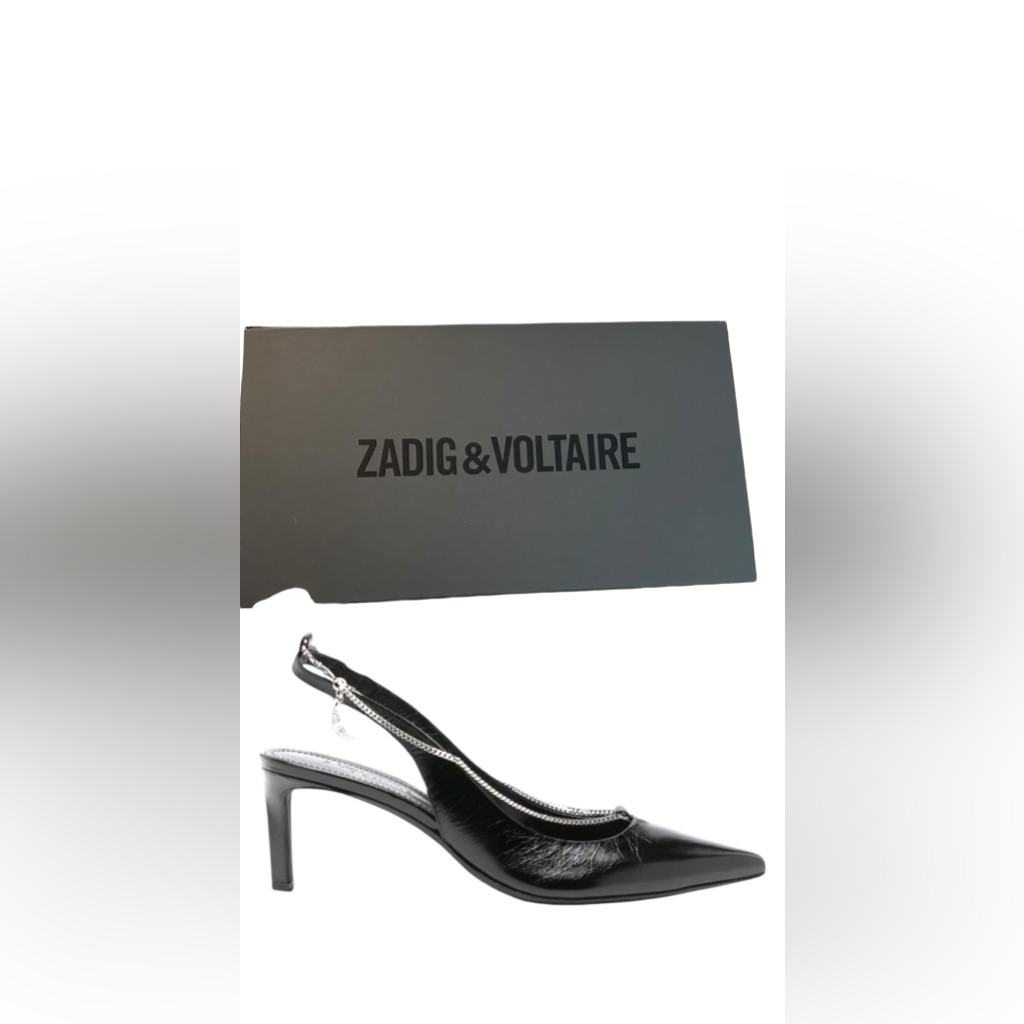 Zadig & Voltaire Black Pumps W/ Silver Chain And Logo Charm, Nwot, Msrp$548 Sz38